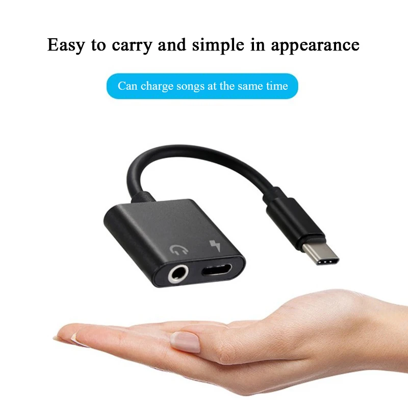 USB Type C to 3.5mm Earphone Adapter Charger USB-C Audio Cable Aux 3.5 Jack Headphone Adapter for Xiaomi Mi6