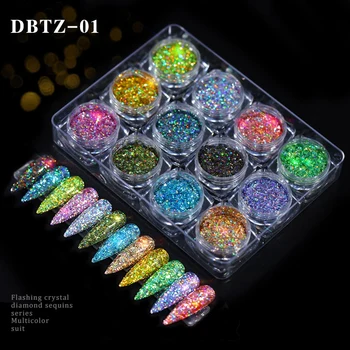 

12 Color Light Onion Powder Magic Color Glitter Sequin Glitter Color Sequin Size Mixed Suit Beauty Makeup For Nail Good Use