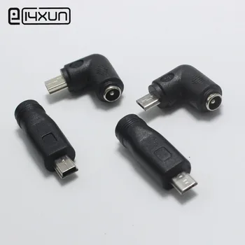 

EClyxun 1pcs 5.5 x 2.1 mm Female to Mini / Micro USB Male 5 Pin DC Power Plug 90 / 180 Degrees Connector Adapter for V8 Android