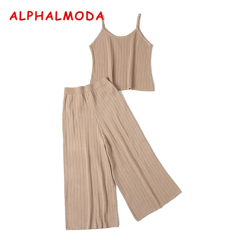 ALPHALODA 2018 Весна Лето Новая женская трикотажная кофточка + брюки 2 шт наборы