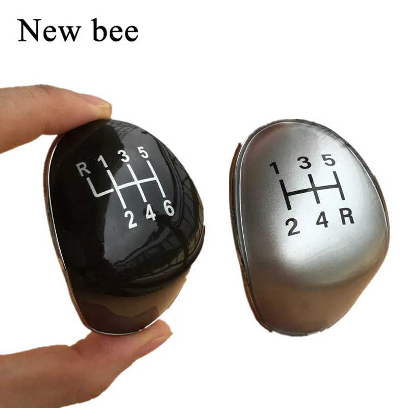 

Newbee 5/6 Speed Car Gear Shift Knob Badge Emblem Cap Knob Cover Replacement Accessories for Ford Fiesta Focus Silver/ Black