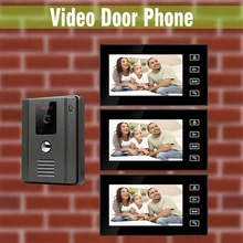 New video Intercom Doorbell System 7″ Touch Monitor Video Door Phone Intercom Kit night vision Camera 3 Screen + 1 Camera