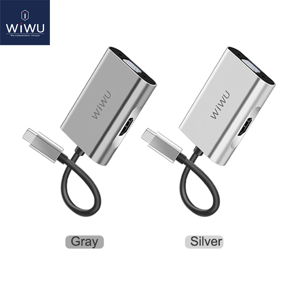 WIWU Type-c to HDMI VGA Adapter USB C Hub for MacBook Pro 4K HDMI Thunderbolt 3 for Samsung Huawei Type-c to VGA USB Hub Adapter WIWU Type-c to HDMI VGA Adapter USB C Hub for MacBook Pro 4K HDMI Thunderbolt 3 for Samsung Huawei Type-c to VGA USB Hub Adapter