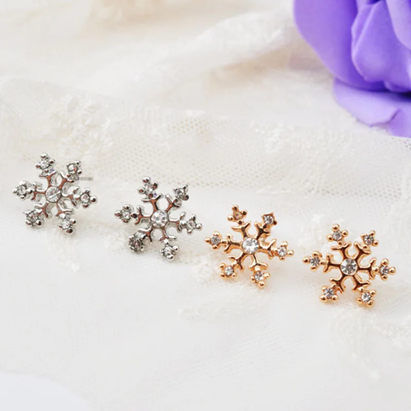 

JIOFREE Fashion Geometric Alloy Rhinestone Snowflake Shape Clip on Earrings Without Piercing for Girls party wedding jewelry