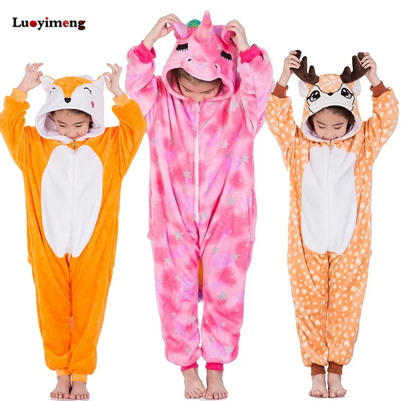 Enfants licorne Onesies pyjamas Animal dessin animé Panda point enfants Kigurumi vêtements de nuit Pyjama pour filles garçons hiver bébé combinaison