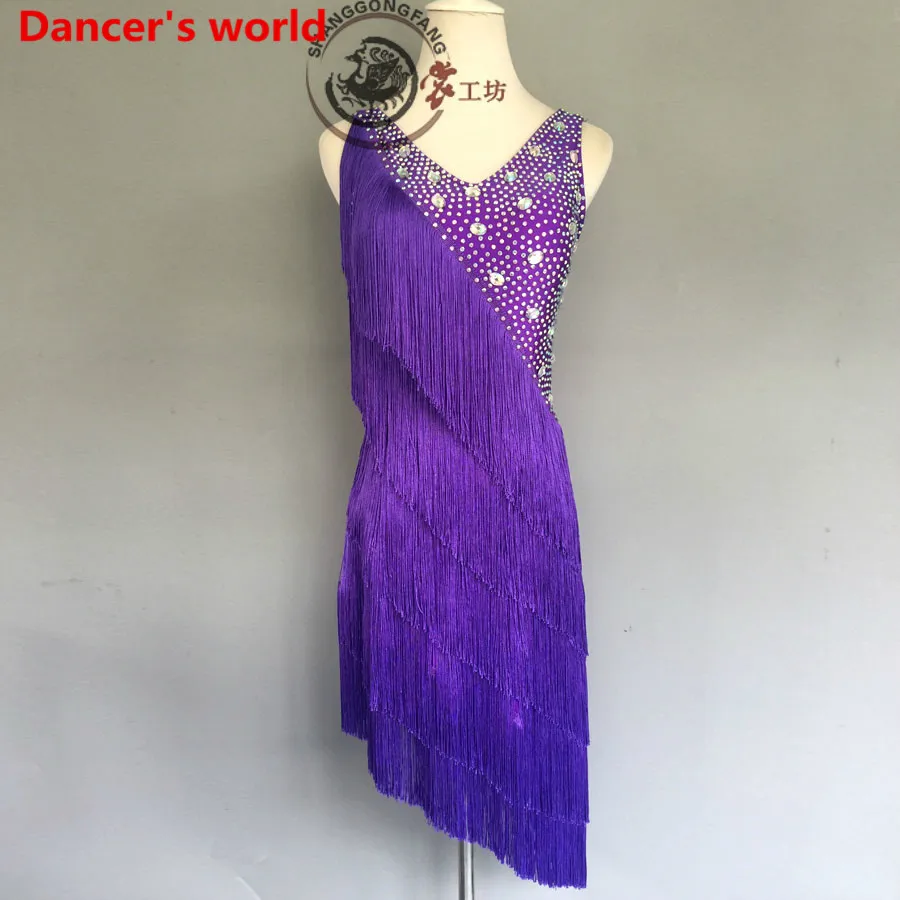 Customizable Colors Tassel Latin Dance Dress Women Dancing Dress V