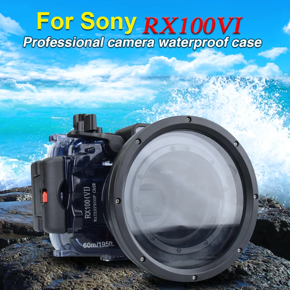 60m/195ft Waterproof Underwater Housing Camera Diving Case for SONY DSC-RX100 VI RX100 M6 RX100 mark 6 VI Bag Cover