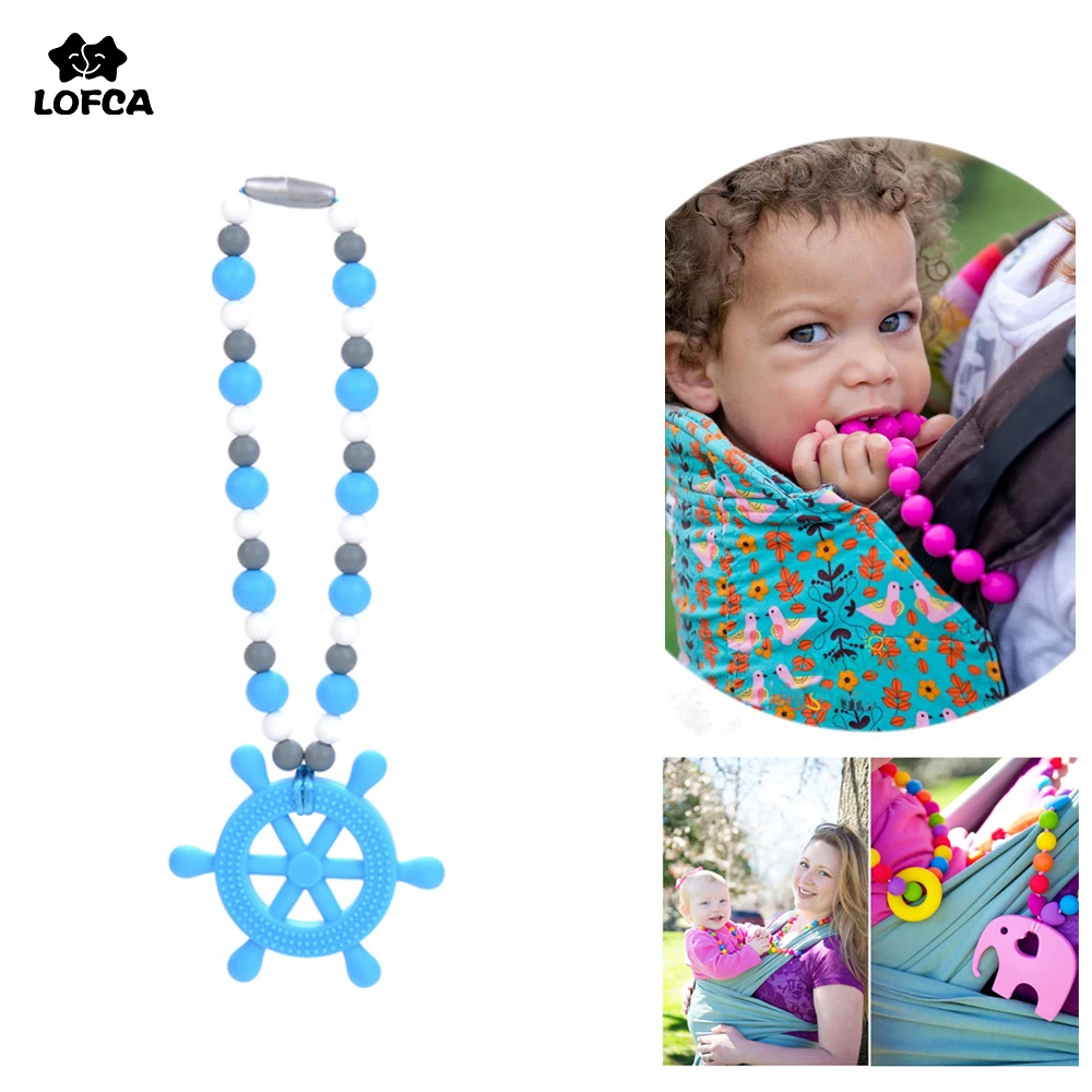 

Silicone Teething Chain Necklace Baby Teether Helm Baby Carrier Chain Pacifier Clip Safe Teething Toy BPA Free Accessory Jewelry
