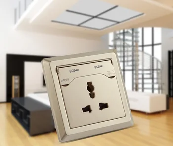 

2 USB three-hole wall switch socket panel 2.4A multi-function charging socket