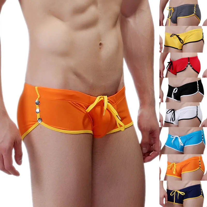 

Mens Swim Boxers Swimming Trunks Man Swimsuit WJ Swimming Briefs with button Men's Swimwear Bikini Bathing Suit Shorts sunga