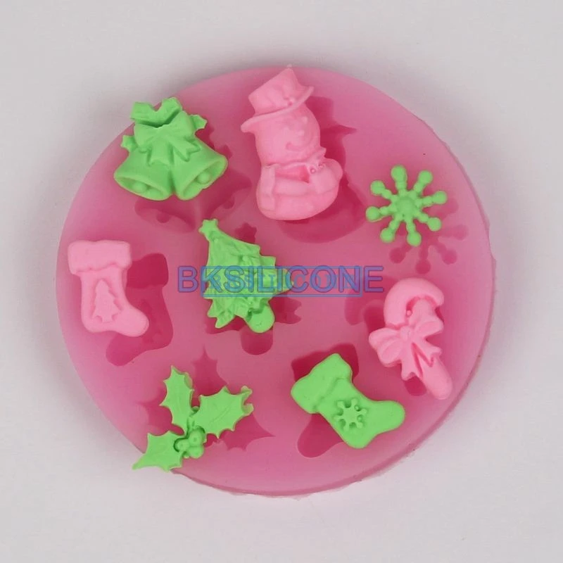 

N1020 Christmas Silicone Molds Snowman Tree Snowflake Fondant Cake Mould Mini Decoration mold
