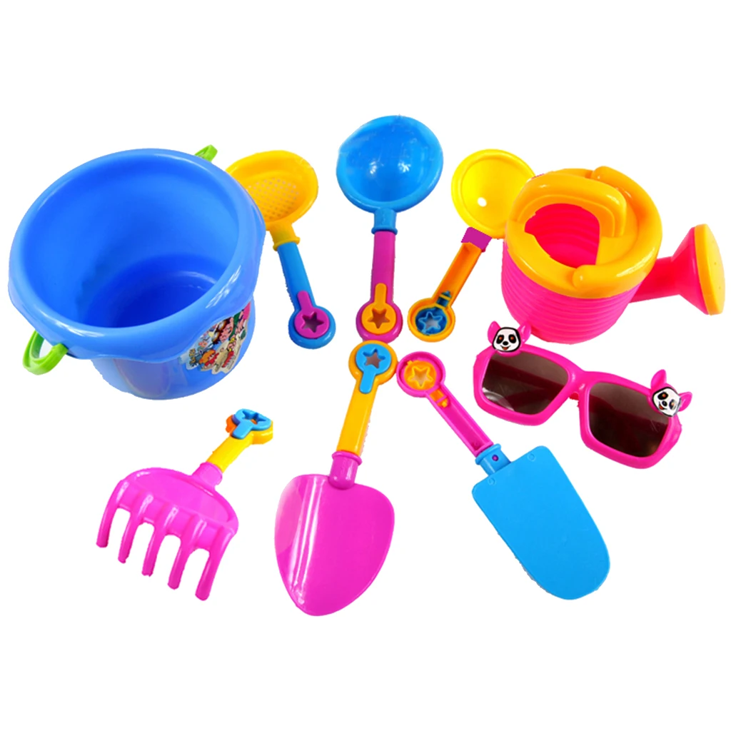 9pcs Kids Beach Sand Sandboxes Toys Set with Sand Tool Play Set, Shovels, Rakes, Bucket Sandboxes Outdoor Game Toys
