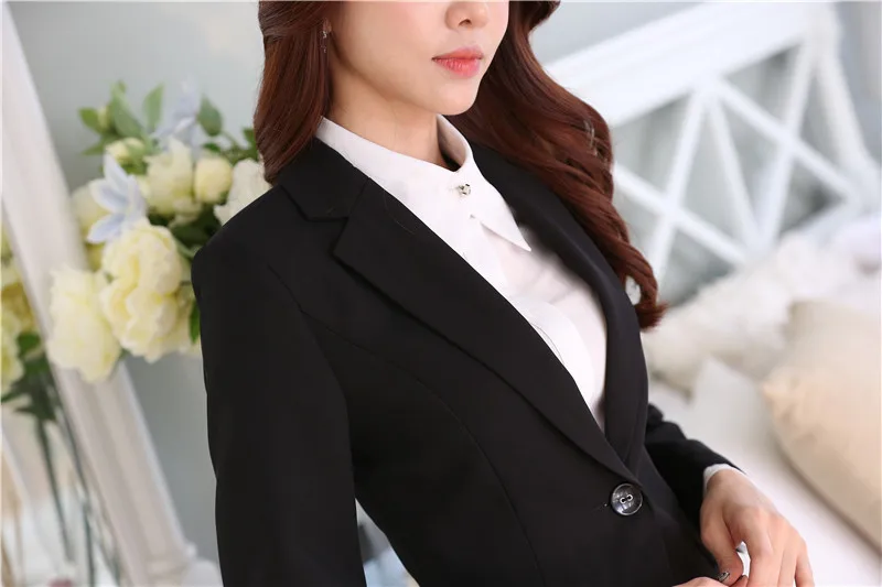 Плюс Размеры элегантный черный тонкий Модные осень-зима женские блейзеры женский деловой костюм куртки пальто женская верхняя одежда