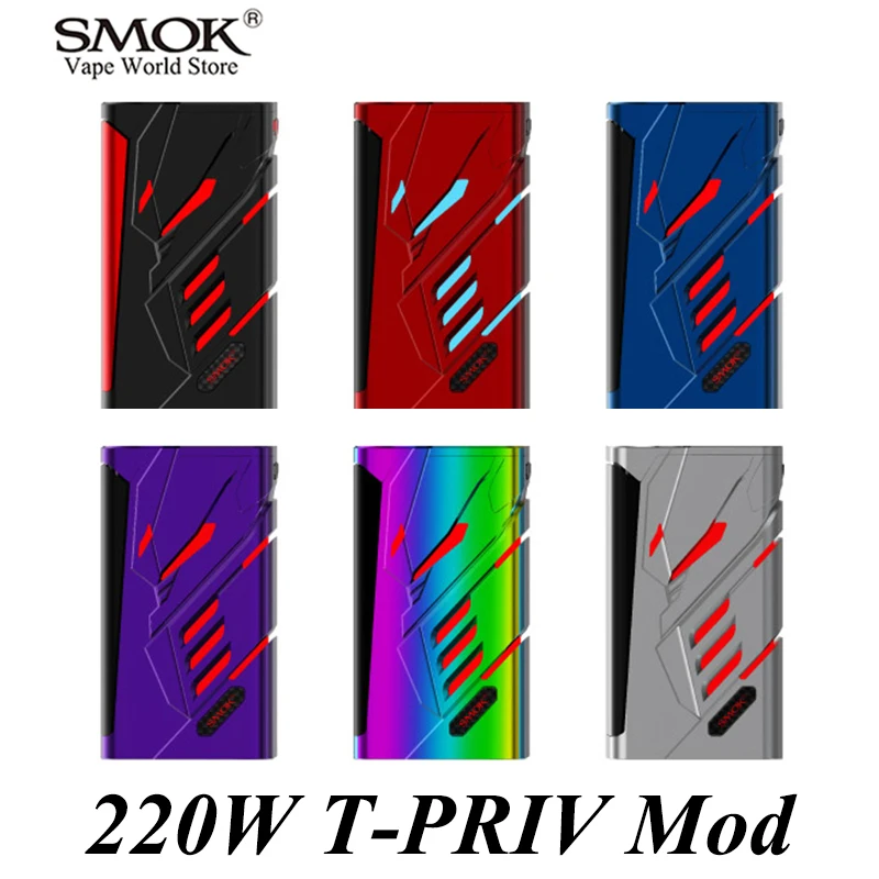 

SMOK T-PRIV 220W TC Mod Electronic Cigarette E Hookah Vape E Cigarette Mech Box Mod Buy the Mod Get 2 18650 Battery As Gift S105