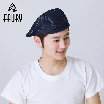

3 Colors Unisex Men Women Chef Work Cooking Wear Hats Kitchen Cafe Food Service Waiter Waitress Striped Forward Caps