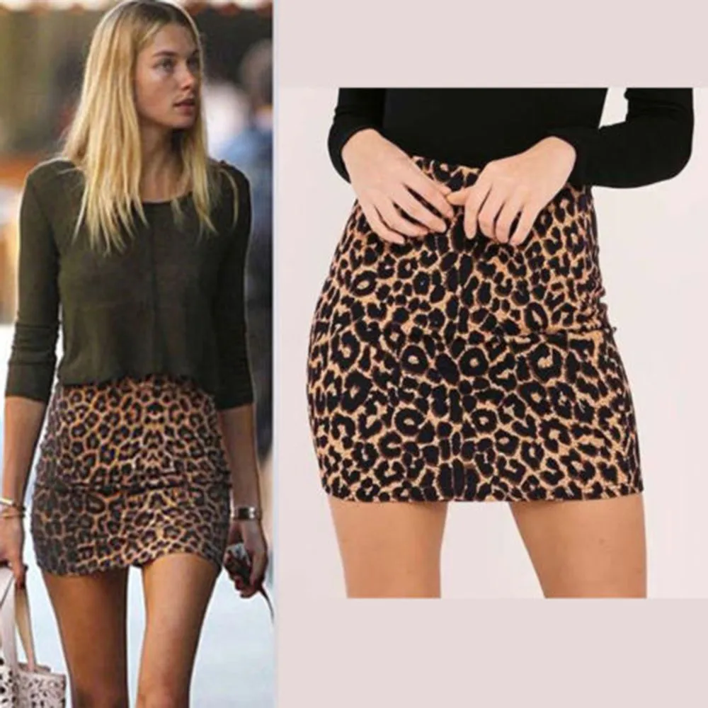 

Women's Leopard Printed soft and comfortable Skirt High Waist Sexy Pencil Bodycon Hip Mini Skirt L50/0110