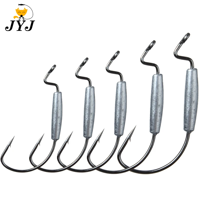 5pcs Barbed Hook 1.8g 2g 3g 6g High-carbon steel fishing hooks crank hook  lure Worm Pesca for Soft Bait soft worm jig Lure Hook