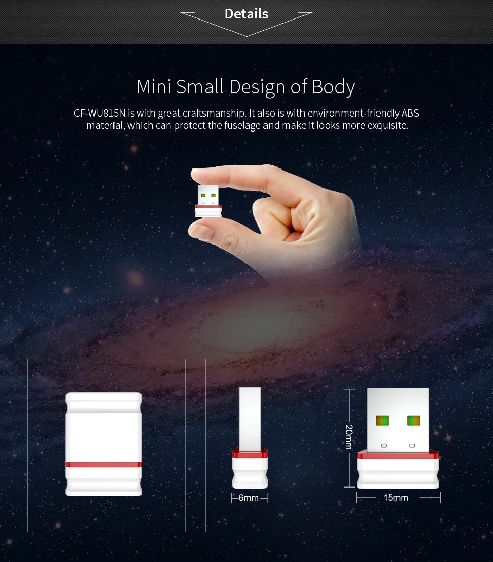 Comfast Бесплатный драйвер 150 Мбит/с мини беспроводной USB адаптер Сетевая карта 2,4G Настольный Wifi приемник для Windows Plug& Play CF-WU815N