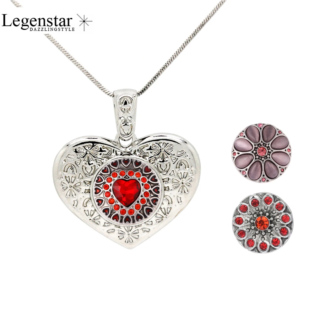 

Legenstar Statement Heart Pendant Necklace Fit 18MM Personality Interchangeable Snap Button Necklace DIY Charms Jewelery