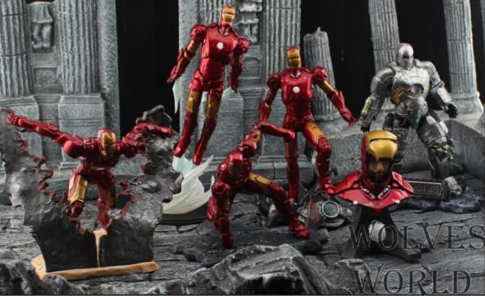 

6pcs/set Iron Man 3 Action Figure Superhero Figure PVC Toy brinquedos with original box R628 free shipping