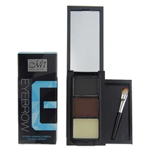 Professional Eye Shadow Eye Brow Makeup 2 Color Eyebrow Powder + Eyebrow Wax Palette + Brush + English Instruction M01524