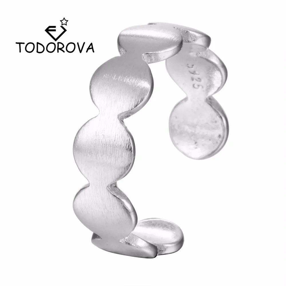 

Todorova Silver Color Geometric Round Rings for Women Fashion Jewelry Adjustable Engagement Wedding Rings Female