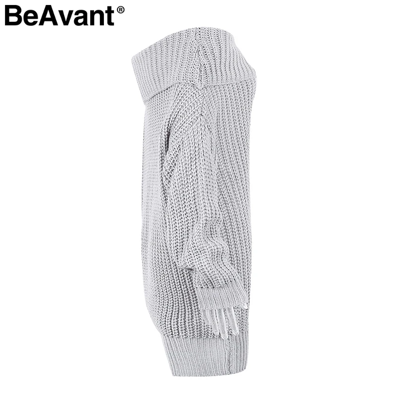 BeAvant Tricot с открытыми плечами зимнее свободное платье женское вязаное платье-свитер большого размера осеннее Новое Повседневное платье-пуловер