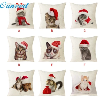 

Hot Xmas Christmas Cat Sofa Home Decoration Festival Pillow Case Cushion Cover de almohada