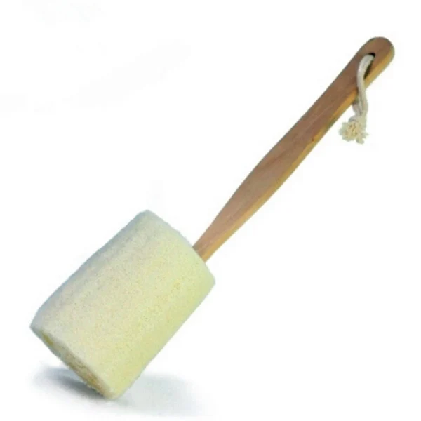 Wooden Handled Natural Sponge Loofah Back Scrubber Brush Bath Long