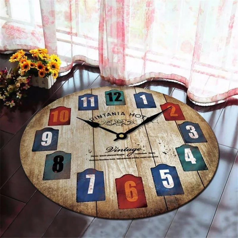 

Round Carpet Retro Clock Printed Soft Carpets for Living Room Anti-slip Rug Computer Chair Floor Mat for Home Decor Kids Room