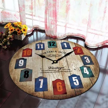 

Round Carpet Retro Clock Printed Soft Carpets for Living Room Anti-slip Rug Computer Chair Floor Mat for Home Decor Kids Room