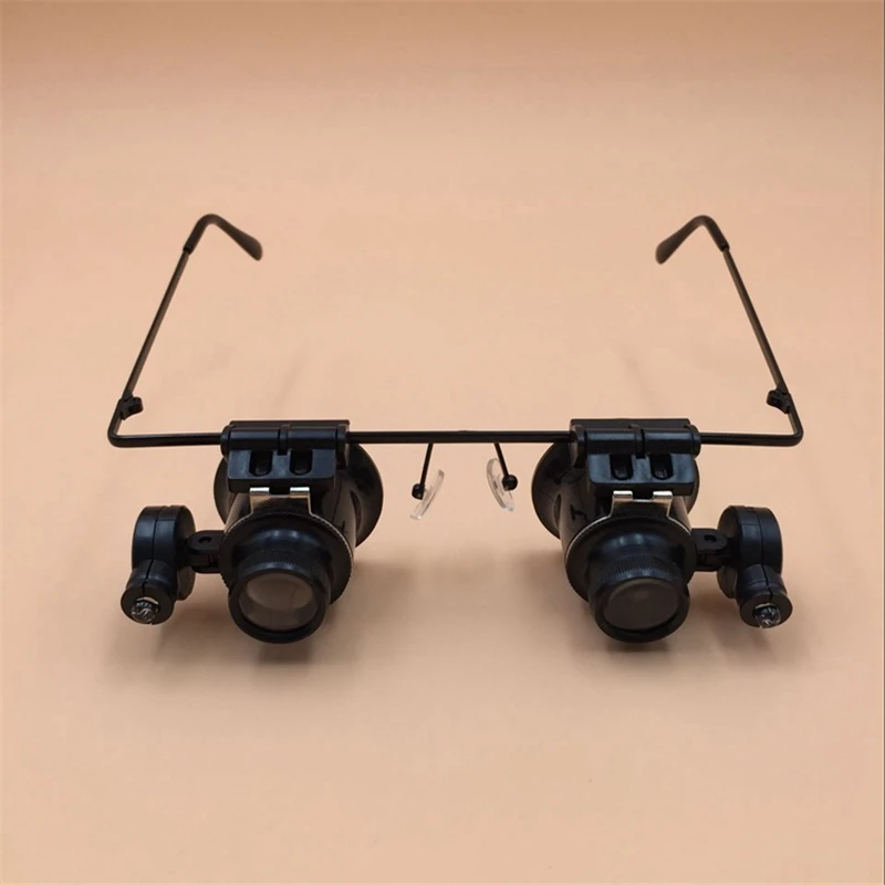 

LED Light Double Lens 20 times Eyeware Glasses Repair Maintenance Check Metal Magnifying Glass,9892A-II binocular magnifier