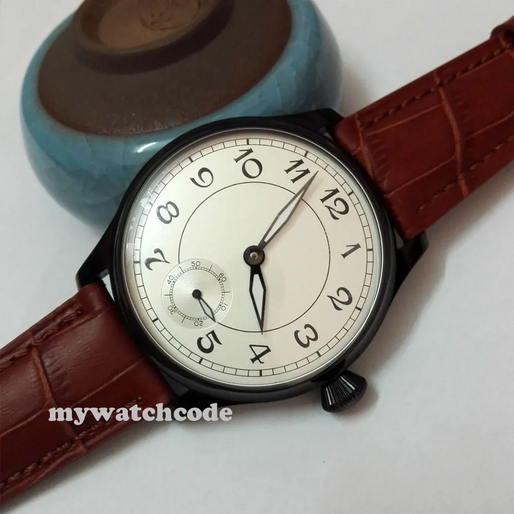 

classic 44mm parnis white dial PVD 6498 movement hand winding mens watch P288