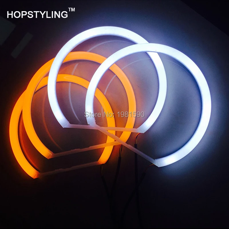 Farol de Led tipo Anjo Branco + Amarelo Smd para Bmw Luz de Algodão sem Erro Hopstyling Dupla E39 E46 Projetor Cor E36 E38 9 Cheap Acessórios para luzes do carro