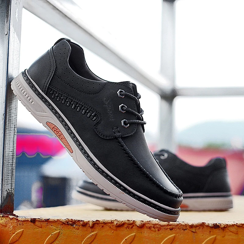 

2019 new design genuine real cow leather mens shoes outdoor flats fashion business casual shoes spring breathable men shoes k3
