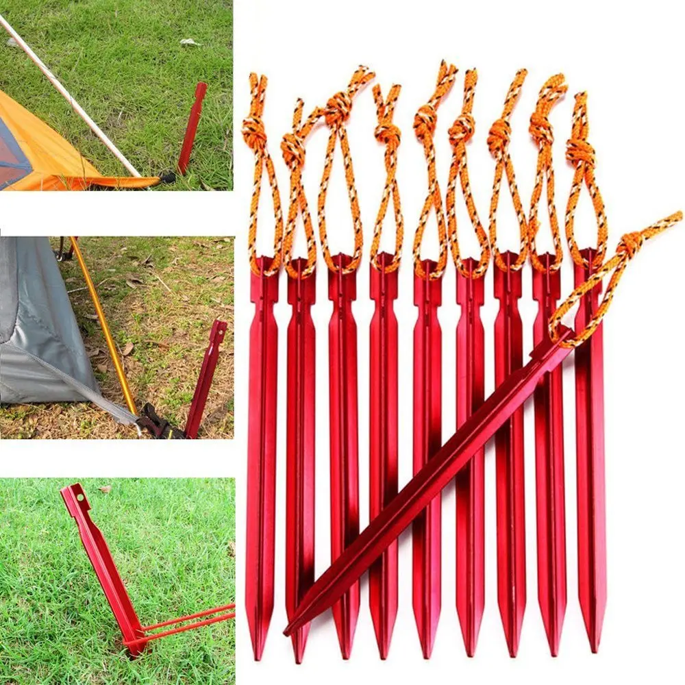 7" Long Aluminum Tent Stakes Camping Tent Pegs Ultralight Heavy Duty