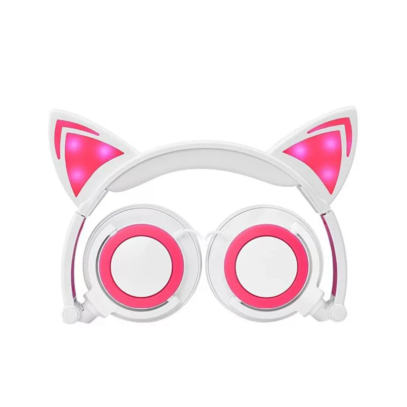 Kids LED Cat Ear Wired Cute Headphone Big Gaming Luminous Earphone Headset With Mic For iPhone Samsung Computer Phone Headfone