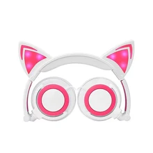 Kids LED Cat Ear Wired Cute Headphone Big Gaming Luminous Earphone Headset With Mic For iPhone Samsung Computer Phone Headfone