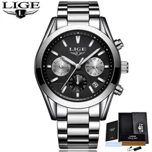 Relogio masculino LIGE Mens Watches Top Brand Luxury Fashion Business Quartz Watch Men Sport Full Steel Waterproof Sport Clock