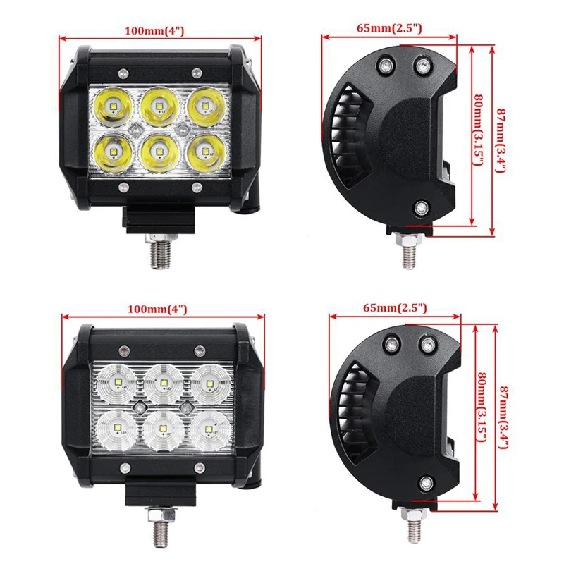 10 шт. 4 дюймов 18 Вт светодио дный дальнего света 18 Вт светодио дный пятно света бар НАВОДНЕНИЕ 12 В 24 В светодио дный свет работы бар 4x4 для УАЗ