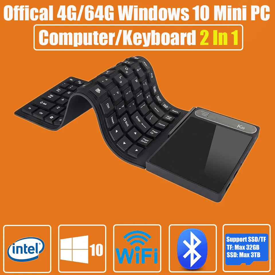 For Intel Z8300 K8 Win10 MINI PC With Keyboard With Touch Panel Keyboard PC For Mini Computer With Touch Pad