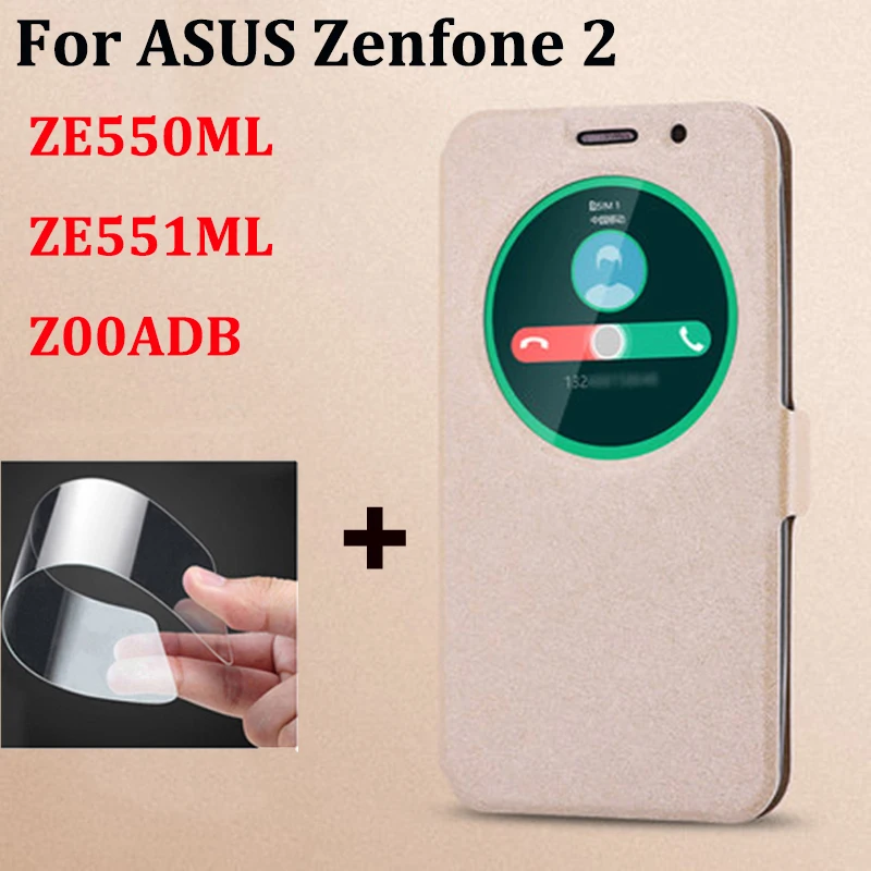 Чехол с открытым окном для ASUS Zenfone2 кожаный чехол Zenfone 2 ZE550ML ZE551ML Z00ADB откидной