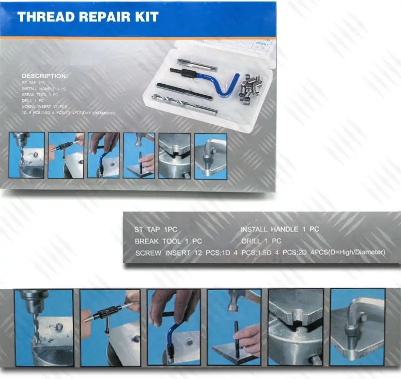 Thread Repair Recoil Insert kit ST Tap Ochoos M30.5 with 12pcs helical Screw Insert Install Handle Break Tool Drill Thread Repair Recoil Insert kit ST Tap Ochoos M30.5 with 12pcs helical Screw Insert Install Handle Break Tool Drill