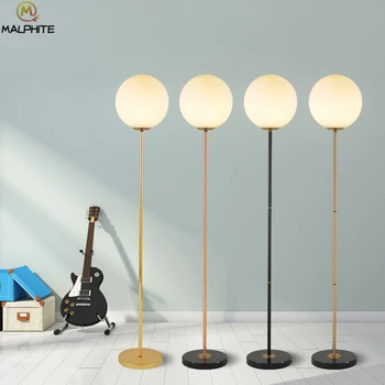 

Modern Marble Base gold Floor Light Simple Frosted glass lampshade led standing lamp Living room iron decor lampadaire fixture
