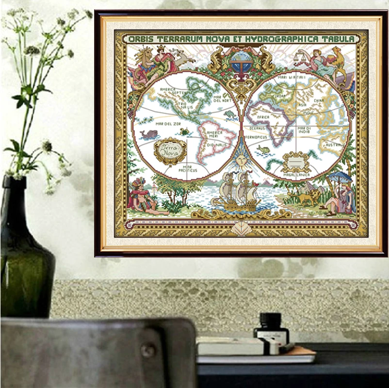 

New arrival Old world map DMC Counted Chinese Cross Stitch Kits printed Cross-stitch set Embroidery Needlework
