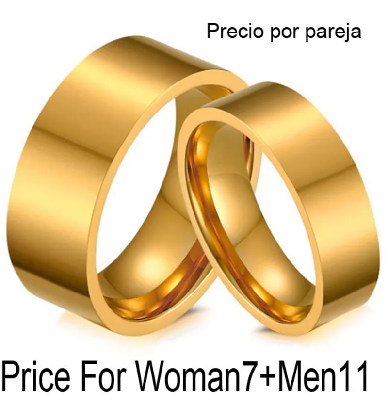 Кольца для пар, Золотое обручальное кольцо для мужчин и женщин, Alliance, для мужчин, для свадьбы, ювелирные изделия - Цвет основного камня: Woman7Men11