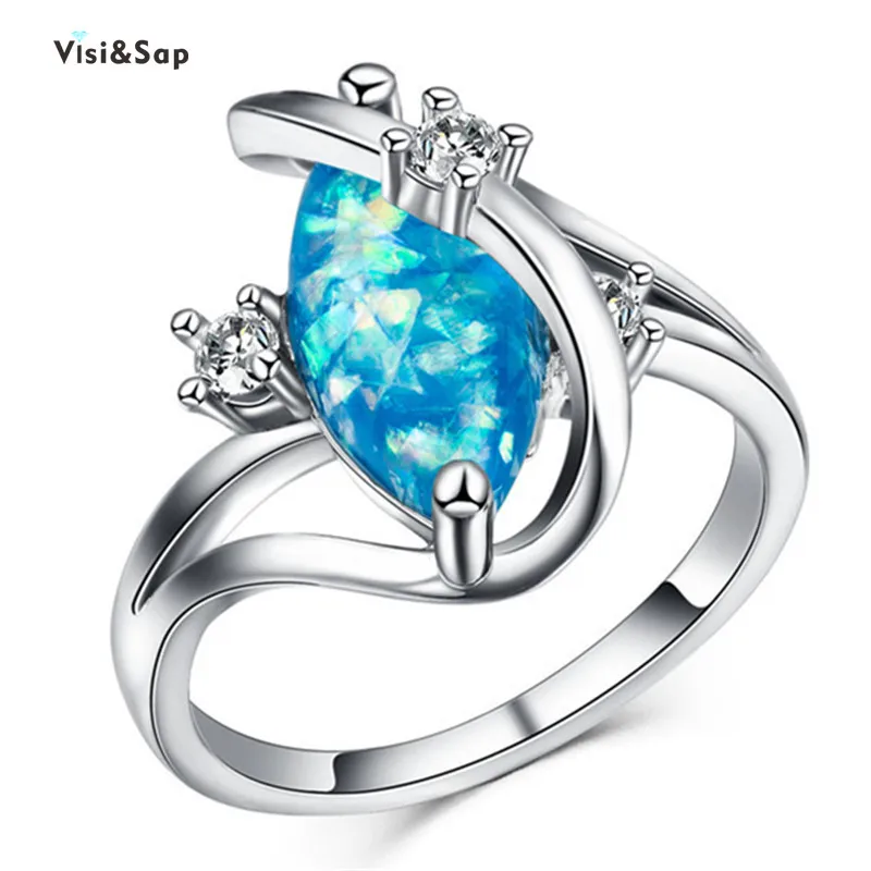 Visisap, роскошное кольцо с чашкой, 8ct, прозрачный кубический цирконий, королевские кольца для женщин, свадебные, размер 5-10, модные ювелирные изделия, белое золото, цвет VSR289