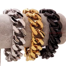 Подарок для мужские бойфренд цвет серебристый, золотой черный Нержавеющая сталь тяжелый широкий Кубинский Цепочка 20mm8. 46"