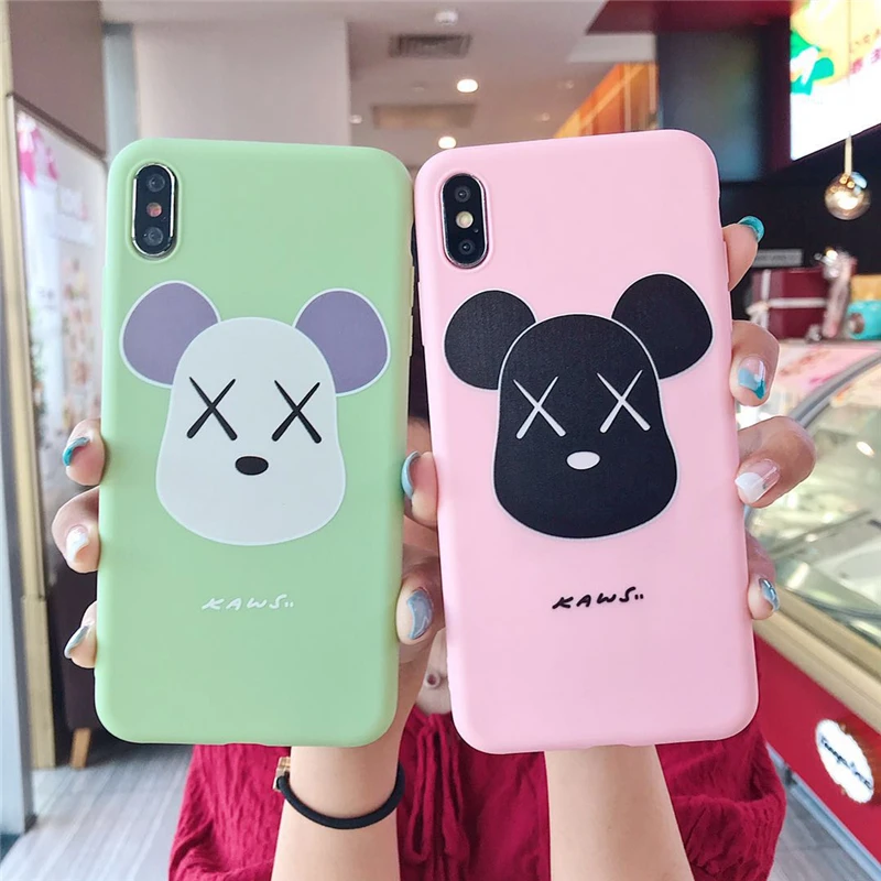 

Cartoon Bear Silicone phone case For iPhone 7 Case Apple 8 Plus X XS Cute Pattern Case Cover For iPhone 6 6S XR Matte Shell