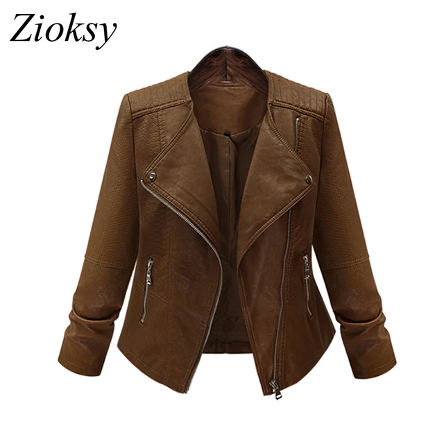 Zioksy Women Winter Short Bomber Coats And Jackets 2017 New Euro Style Casual Snake Skin Zipper Rider Faux Leather Jacket
